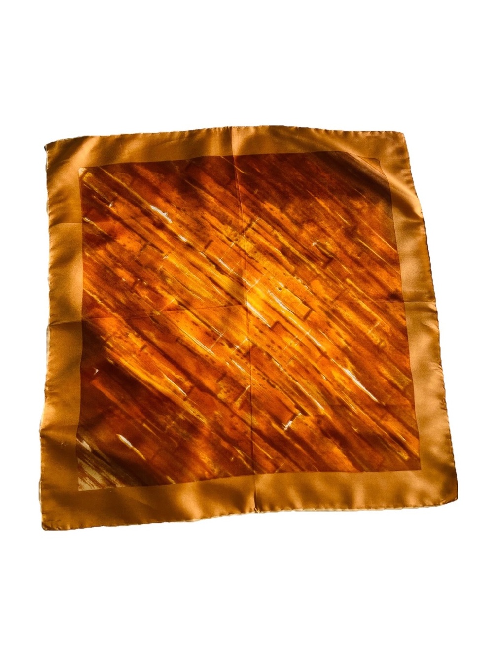 Silk-Look Gold Brown Square Scarf